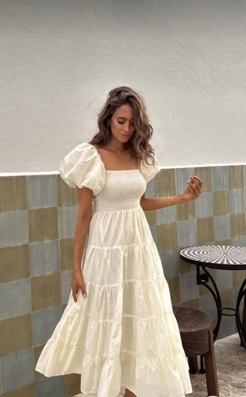 Comfortable white tiered dress