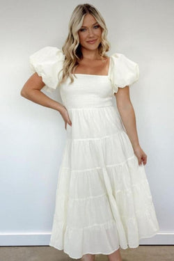 Comfortable white tiered dress