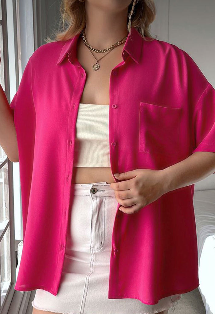 Hot Pink Oversized Women's Shirt.