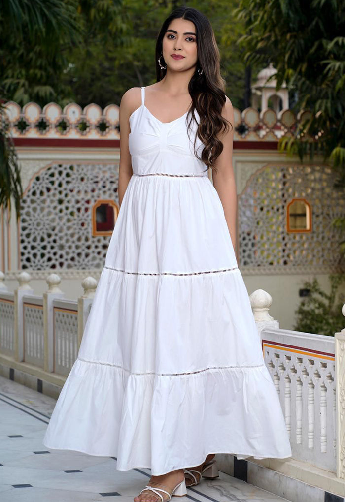 Chic white summer long dress